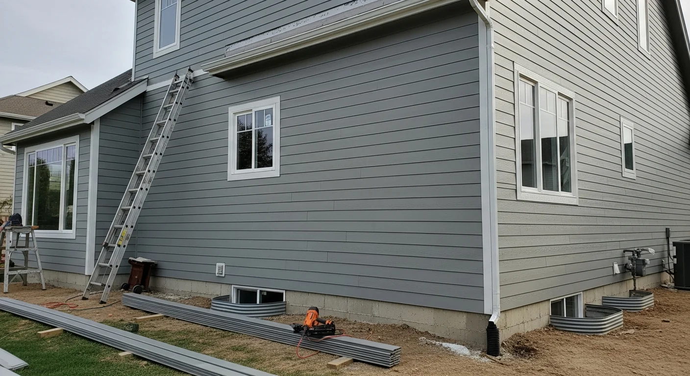 New siding installed on exterior of residential home